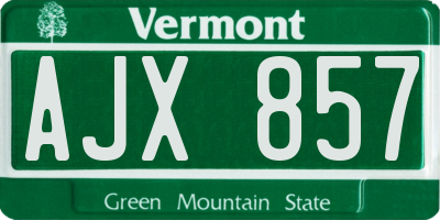 VT license plate AJX857