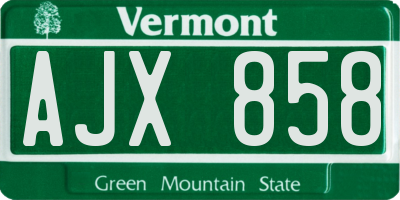 VT license plate AJX858