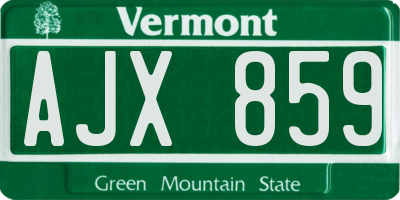VT license plate AJX859