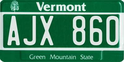 VT license plate AJX860
