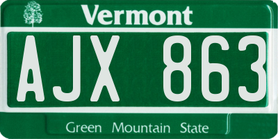 VT license plate AJX863