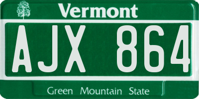 VT license plate AJX864