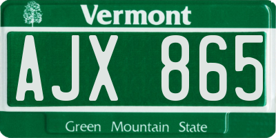 VT license plate AJX865