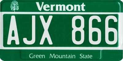 VT license plate AJX866