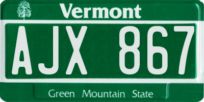 VT license plate AJX867