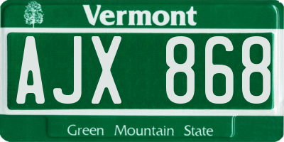 VT license plate AJX868