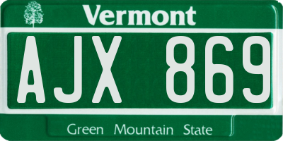 VT license plate AJX869