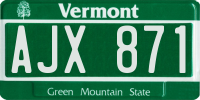 VT license plate AJX871