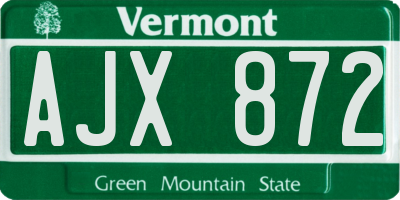 VT license plate AJX872