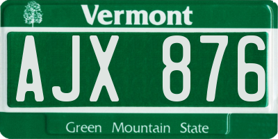 VT license plate AJX876