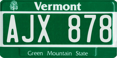 VT license plate AJX878