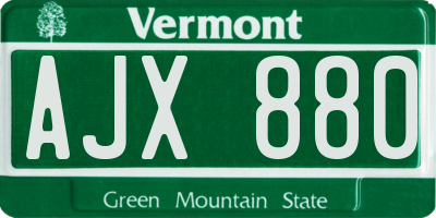 VT license plate AJX880