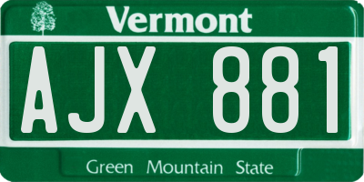 VT license plate AJX881