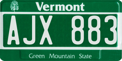 VT license plate AJX883
