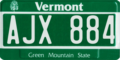 VT license plate AJX884