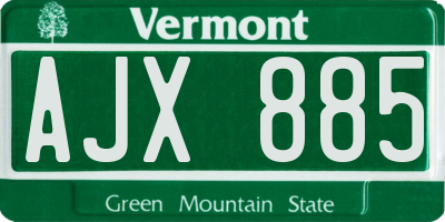 VT license plate AJX885