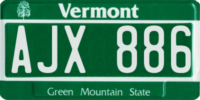 VT license plate AJX886