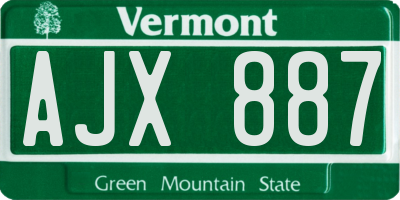 VT license plate AJX887