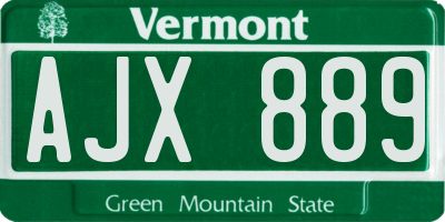 VT license plate AJX889