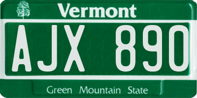 VT license plate AJX890
