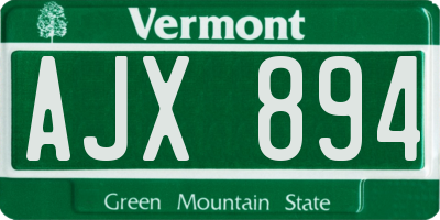 VT license plate AJX894