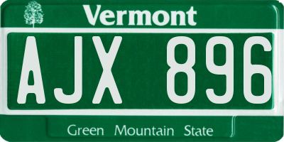 VT license plate AJX896