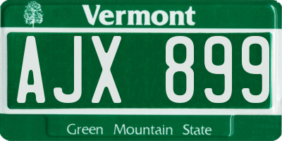 VT license plate AJX899