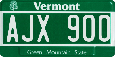 VT license plate AJX900