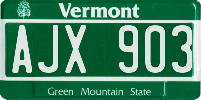 VT license plate AJX903