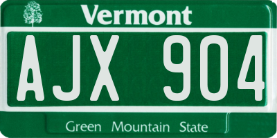 VT license plate AJX904