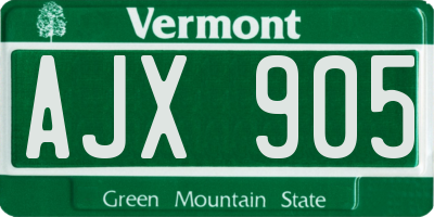 VT license plate AJX905
