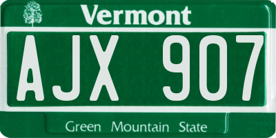 VT license plate AJX907
