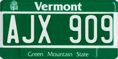 VT license plate AJX909