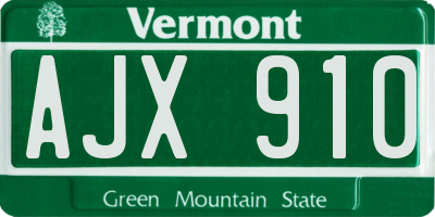 VT license plate AJX910