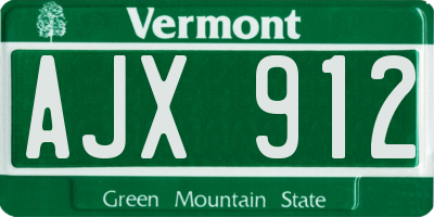 VT license plate AJX912
