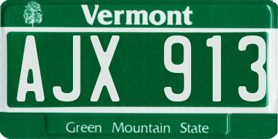 VT license plate AJX913
