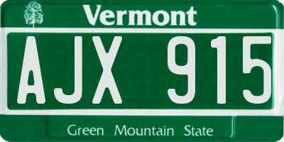 VT license plate AJX915
