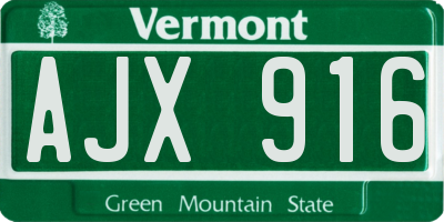 VT license plate AJX916