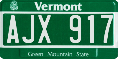 VT license plate AJX917