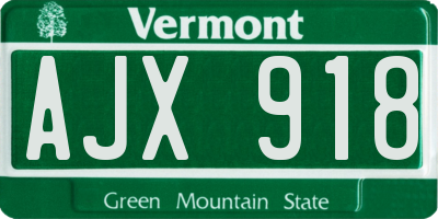 VT license plate AJX918