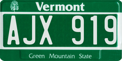 VT license plate AJX919