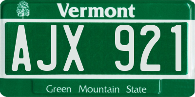 VT license plate AJX921