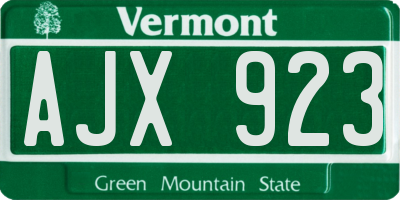 VT license plate AJX923