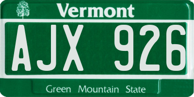 VT license plate AJX926