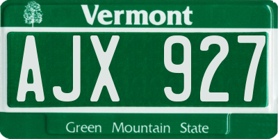 VT license plate AJX927
