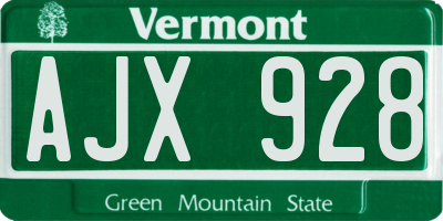 VT license plate AJX928