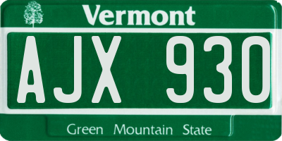 VT license plate AJX930