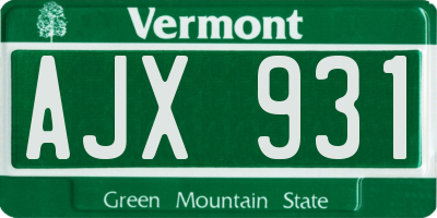 VT license plate AJX931