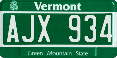 VT license plate AJX934