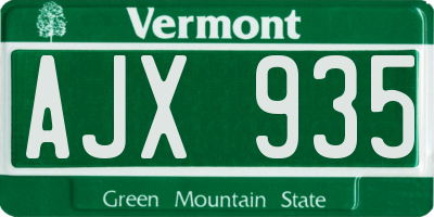 VT license plate AJX935